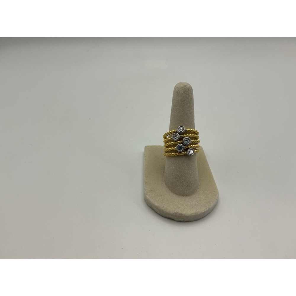 Freida Rothman Signature Cityscape 5 Stack Ring Sterling Silver CZ 6 YRZR090241B